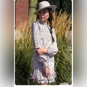 FRAME 100% Silk Smocked Floral High-Neck Shift Dress NWT